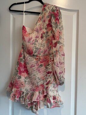 Express Pink Floral One Shoulder Dress | Size S
